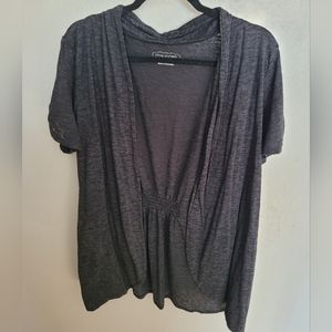 Plus Size Maurices Black Burnout Open Front Short Sleeve Cardigan Size: 3